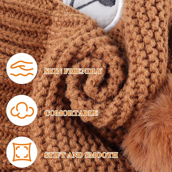 JANGANNSA Cute Bear Baby Beanie Pompom Baby Boys Hat Infant Toddler Winter Knitted Beanies for Girls
