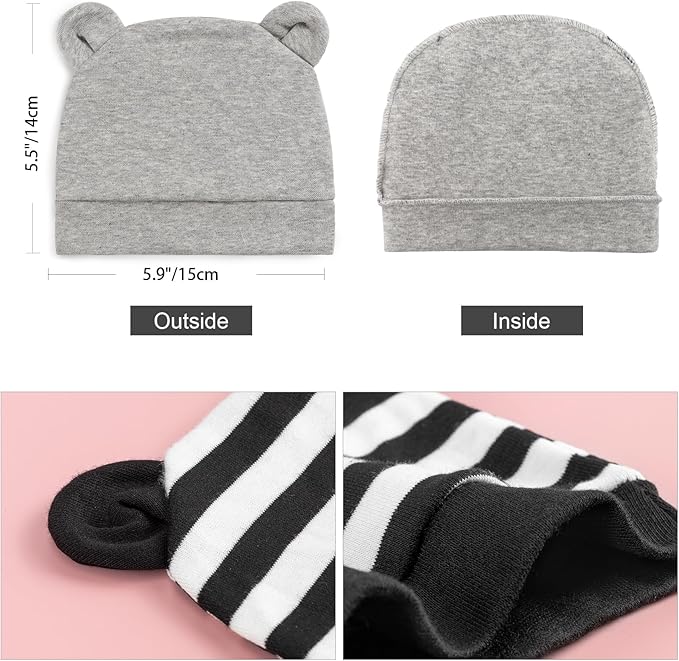 DRESHOW BQUBO 6 Pack Baby Hats for Boys Girls Unisex Baby Hat Soft Knit Cap Nursery Beanie for Newborn Infant Toddler Kid
