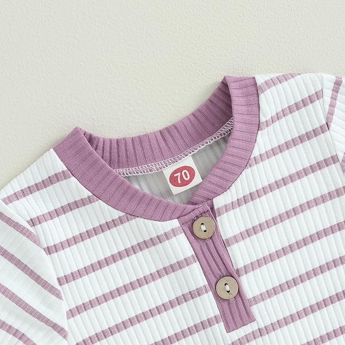 Newborn Baby Boy Girl Clothes Ribbed Knitted Long Sleeve Romper Pants Solid Cotton Infant Fall Winter Outfits 2Pcs