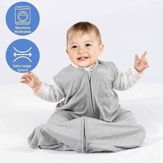 Baby Sleep Sack 0-6 Months Baby Wearable Blanket 100% Rayon Cotton 2-Way Zipper Toddler Sleeping Sack，Comfy Soft Lightweight TOG 0.3(grey)