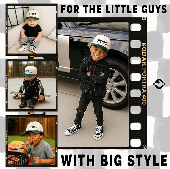 Funky Junque Premium Kids Trucker Hat Vintage Snapback Baseball Cap - Toddler Designs, Infant Sizes