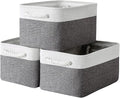 Large Storage Baskets for Shelves, Fabric Baskets for Organizing, Collapsible Storage Bins for Closet, Nursery, Clothes, Toys, Home & Office [3-Pack, White&Grey]
