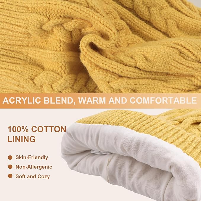 JANGANNSA Winter Warm Knitted Baby Hat for Girls Cotton Lined Infant Toddler Hat Autumn Cute Bow Classic Girls Beanie 0-6Y