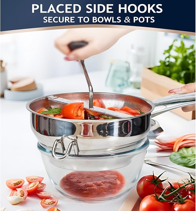 Stainless Steel Food Mills With 3 Milling Discs,Ergonomic design Of Rotary Food Mills For Tomato Sauce,Potatoes,Jams,Stainless Steel Handle and Dishwasher Safe,Includes Multifunctional Spoon