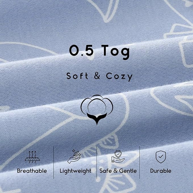 Yoofoss Baby Sleep Sack 6-12 Months 0.5 Tog Wearable Blanket for Baby, 3 Pack 100% Organic Cotton Infant Toddler Sleeping Sack 2-Way Zipper Lightweight Sleep Sack