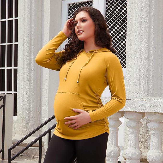 GINKANA Maternity Hoodie Long Sleeves Shirts Casual Maternity Top Pregnancy Sweatshirt Casual Clothes