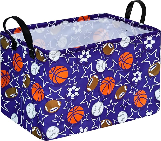 Rectangle Balls Pattern Kids Gift Storage Shelf Organizer Box Clothes Laundry Hamper Toys Nursery Baby Laundry Basket with Handles