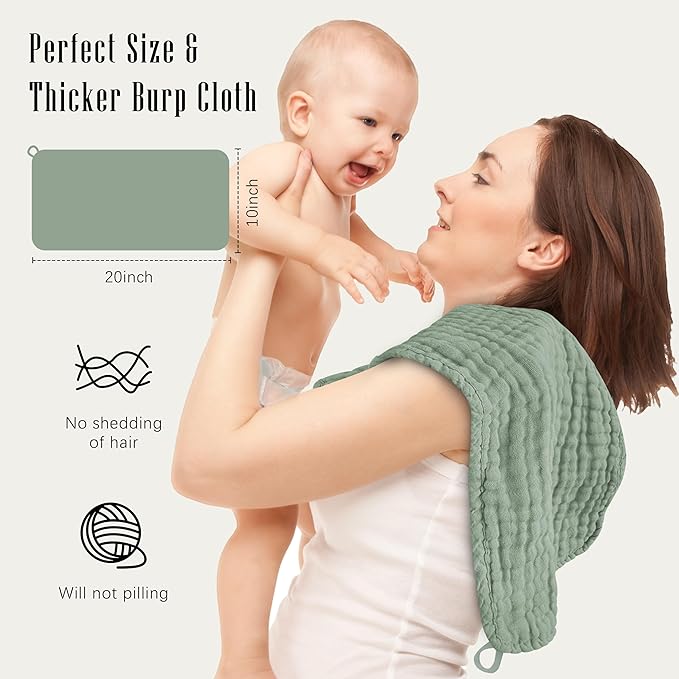 SWEET DOLPHIN 12 Pack Muslin Burp Cloths Large 100% Cotton Burping Clothes for Baby Drool - Absorbent and Soft Boys & Girls Milk Spit Up Rags for Newborn Essentials Registry - Mountain Gradient