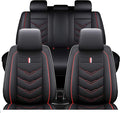 Leather Car Seat Covers Fit for LR Range Rover Evoque 2019-2025, 5 Seater Waterproof and Wear-Resistant Seat Cover Interior Accessories(Full Set,Black&Red)