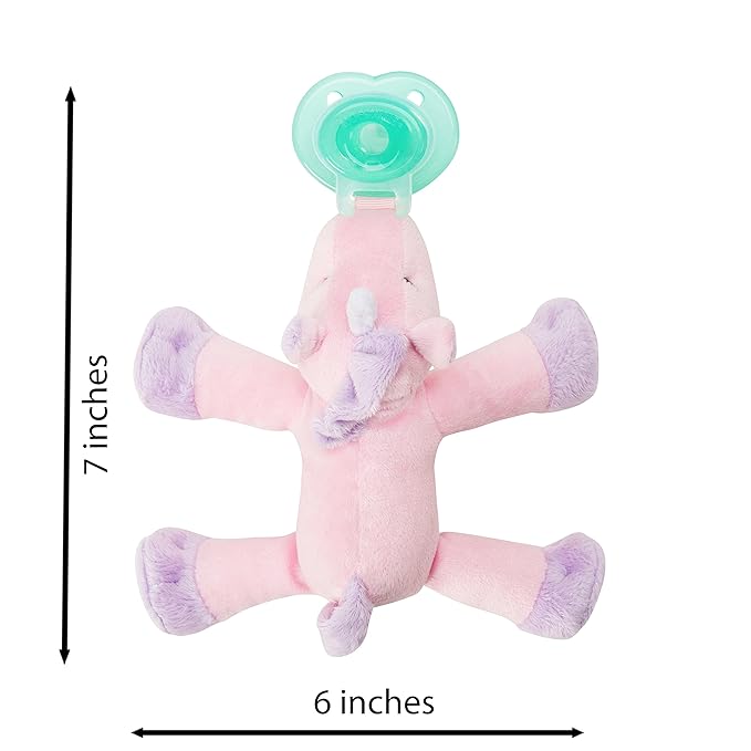 Nookums Paci-Plushies Shakies - Pacifier Holder with Built in Rattle (2 in 1)- Adapts to Name Brand Pacifiers, Suitable for All Ages, Plush Toy Includes Detachable Pacifier (Unicorn)…