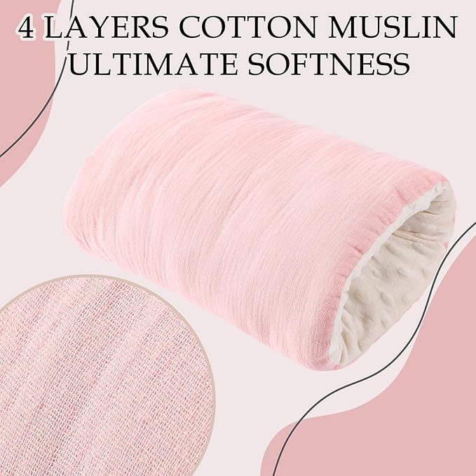 Baby Feeding Arm Pillow Breastfeeding Bottle Nursing Cozy Cradle Pillow for Newborn Soft Double Sided Muslin Cotton Head Support Comfortable Feeding for Mom(Pink,Simple)