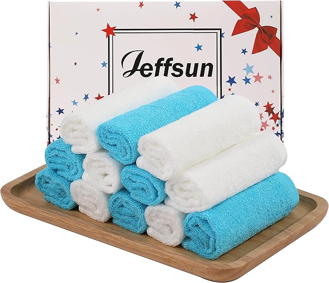 Baby Washcloths 12 Pack, 10x10 inch Heavenly Soft Wash Cloths for Face and Body, Gentle & Safe White Face Towel on Sensitive Skin, Baby Essentials Bath Shower Gifts for Boy Infant Kid Toddler Child