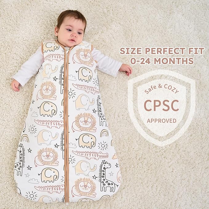 Yoofoss Baby Sleep Sack 0-6 Months, TOG 2.5 Baby Wearable Blanket with 2-Way Zipper, 100% Organic Cotton Fabric Winter Newborn Sleeping Sack, Warm Soft Comfy(Small)