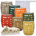 Nora's Nursery Cloth Diapers 7 Pack with 7 Inserts & 1 Wet Bag - Waterproof Cover, Washable, Reusable & One Size Adjustable Pocket Diapers for Newborns and Toddlers - Florence