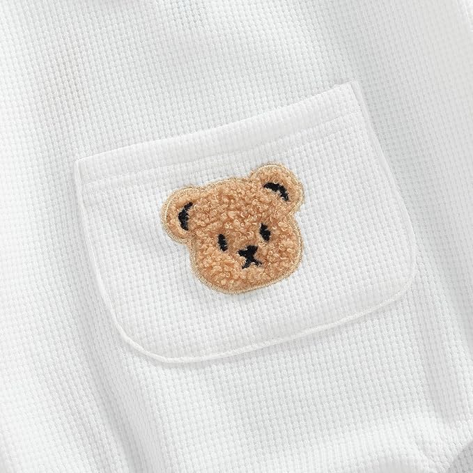 Douhoow Cute Baby Sweatshirt Romper Waffle Knit Baby Clothes Infant Girl Boy Fall Winter Outfits