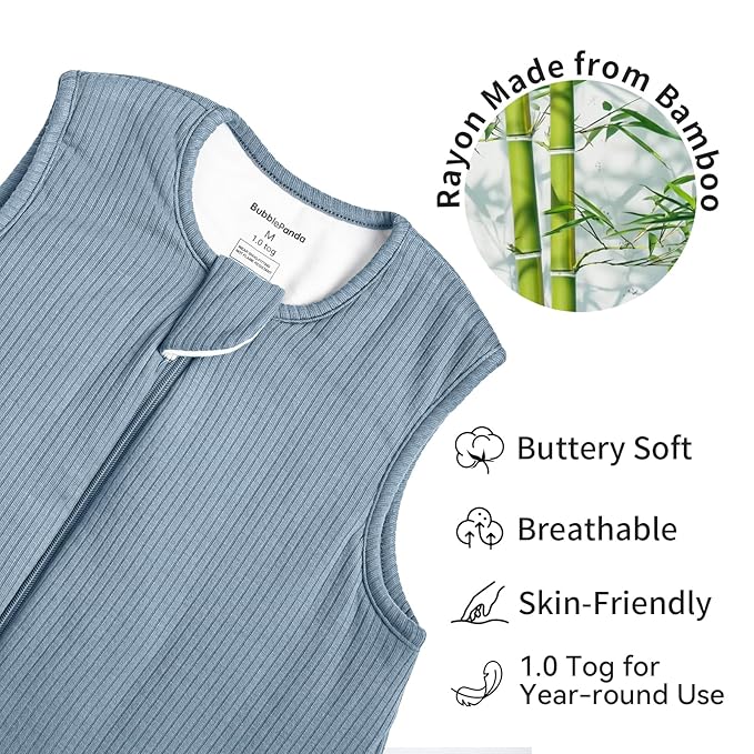 Rayon Made from Bamboo Toddler Sleep Sack with Feet 24-36 Months 1.0 Tog Breathable Sleep Sack 2t-3t Ultra Soft Baby Wearable Blanket with Legs Unisex Sleeping Bag with 2-Way Zipper