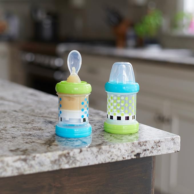 Sassy Baby Food Nurser – 4+ Months Set of 2-4oz 100% Silicone Nipple and Spoon BPA-Free (Pack of 6)