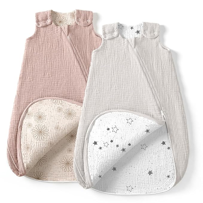 lulumoon Sleep Sack Muslin for Baby: Cotton Wearable Blanket for 9-15 Months - Soft Lightweight Ideal for Nursery Lounge Nighttime Naptime