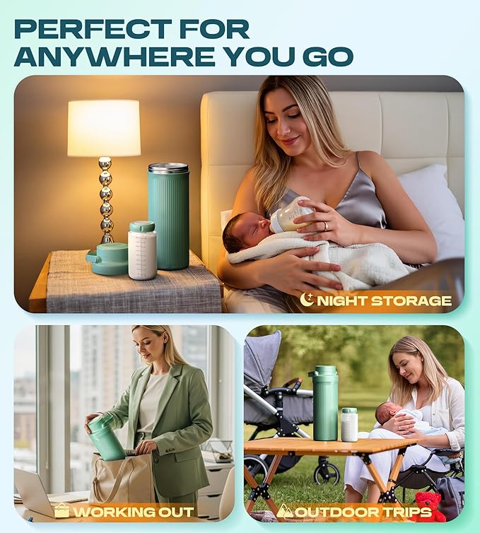 22oz Portable Breast Milk Cooler for Travel - Keeps Milk Fresh for 24 Hours, Large Capacity Breastmilk Chiller with 2 Bottles for Breastmilk Storage, Breastfeeding Essentials for Pumping Moms