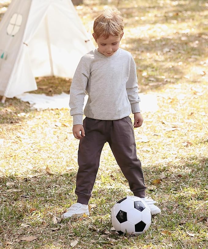 GFQLONG 2/3 Pack Toddler Pants Sweatpants Boys Cotton Joggers, Athletic Pull on Sweat Pants with Pockets for Kids Clothes