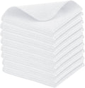 PurpleEssences Dish Cloths and Dish Rags - 8 Pack Waffle Weave Solid Kitchen Dish Wash Cloths, 100% Cotton, 12 x 12 Inches, Ultra Soft Absorbent Quick Drying - Fall Thanksgiving - White