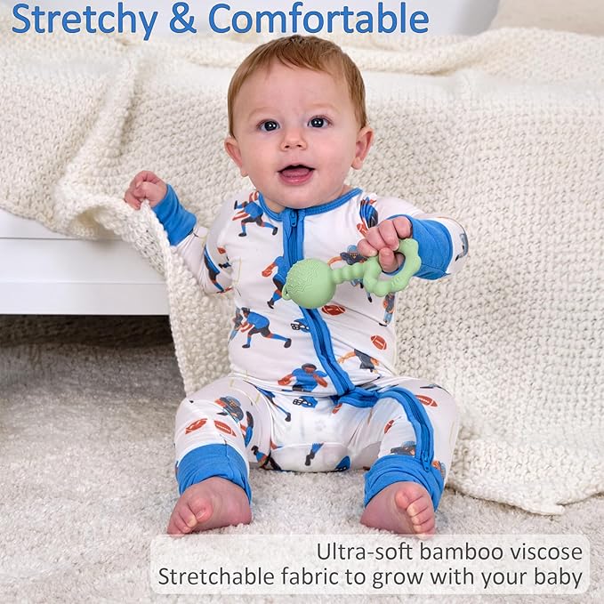 LollyBanks Baby Pajamas, 2-Way Zipper Romper, 95% Viscose Made from Bamboo and 5% Spandex, Baby Sleepers
