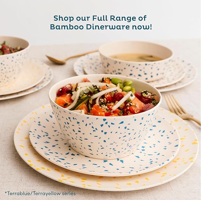 Nook Theory 4 Pack Bamboo Bowls - 22 Oz Reusable Bowl, Dishwasher Safe - Not Microwavable Bamboo Dishes (Rainbow)