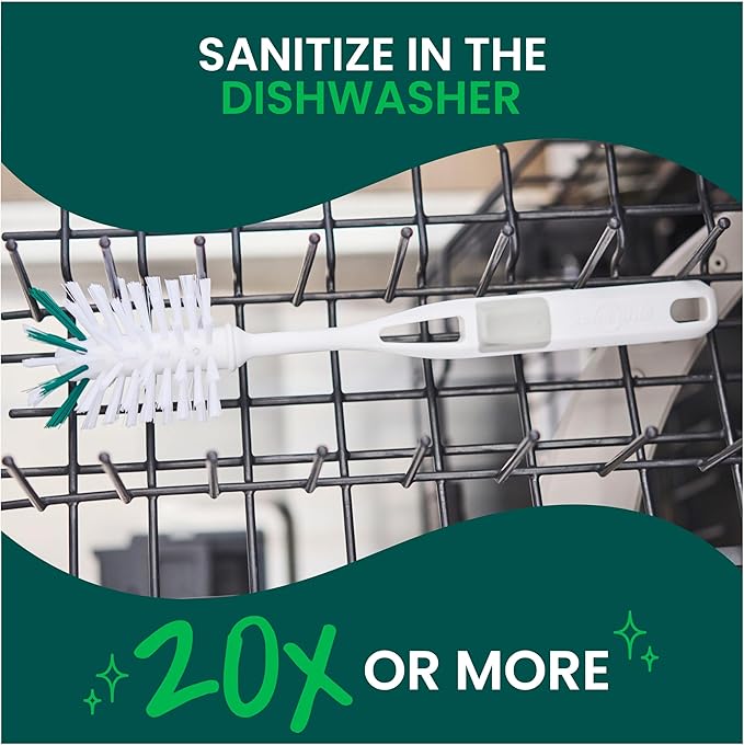 Scotch-Brite Glass and Water Bottle Brush, Long-Lasting, Safe on Glassware, Shaker Bottles, Food Processors, & More, Non-slip handle, Durable, Reusable, Clean in Top Rack of Your Dishwasher