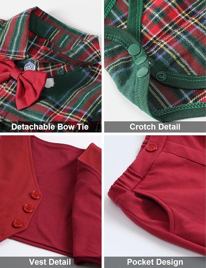 A&J DESIGN Baby Boy Suits Clothes Infant Toddler Formal Gentleman Outfits, Dress Shirt + Vest + Bow Tie + Pants Wedding Set