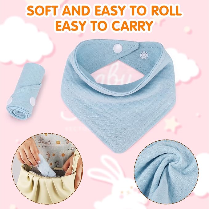 Accmor 10 Pack Muslin Baby Bibs 100% Cotton Bandana Drool Bibs for Baby Girls BoysTeething and Drooling