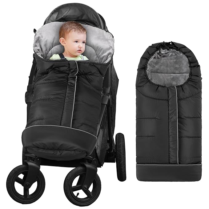 Yoofoss Winter Stroller Cover - Universal Toddler Footmuff, Water Resistant Coral Baby Stroller Bunting Sleeping Bag