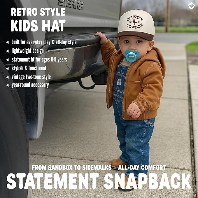 Funky Junque Premium Kids Trucker Hat Vintage Snapback Baseball Cap - Toddler Designs, Infant Sizes