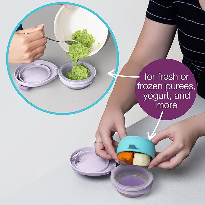 b.box Fill + Feed (Blush) | Reusable Baby Food Pouch | For Babies & Toddlers 4m+ | Silicone/Nylon Pouch, BPA-Free Lid | Dishwasher & Microwave Safe | 110mL (3.7oz, ½ Cup) Capacity
