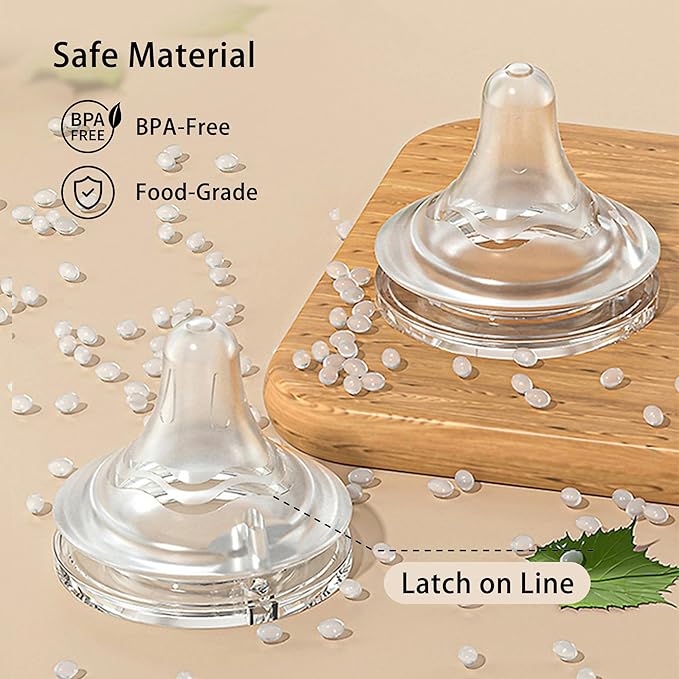 Silicone Bottle Nipple, Anti Colic Nipples for Baby, Natural Feel, LL, 9 Months+, 4 Counts