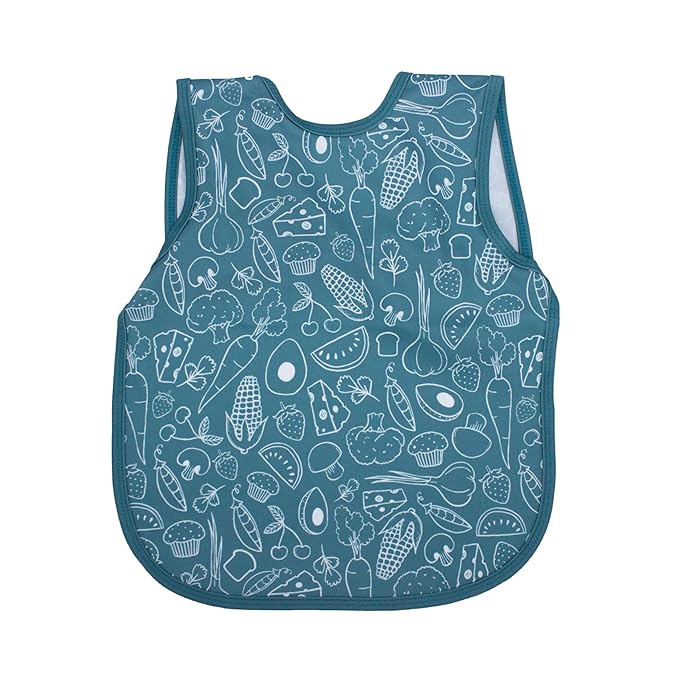 BapronBaby Neutral Foodie Bapron - No Neck Tie Safer Bib for Baby & Toddler - Soft Waterproof Stain Resistant - Machine Washable - Sz Baby/Toddler 6m-3T