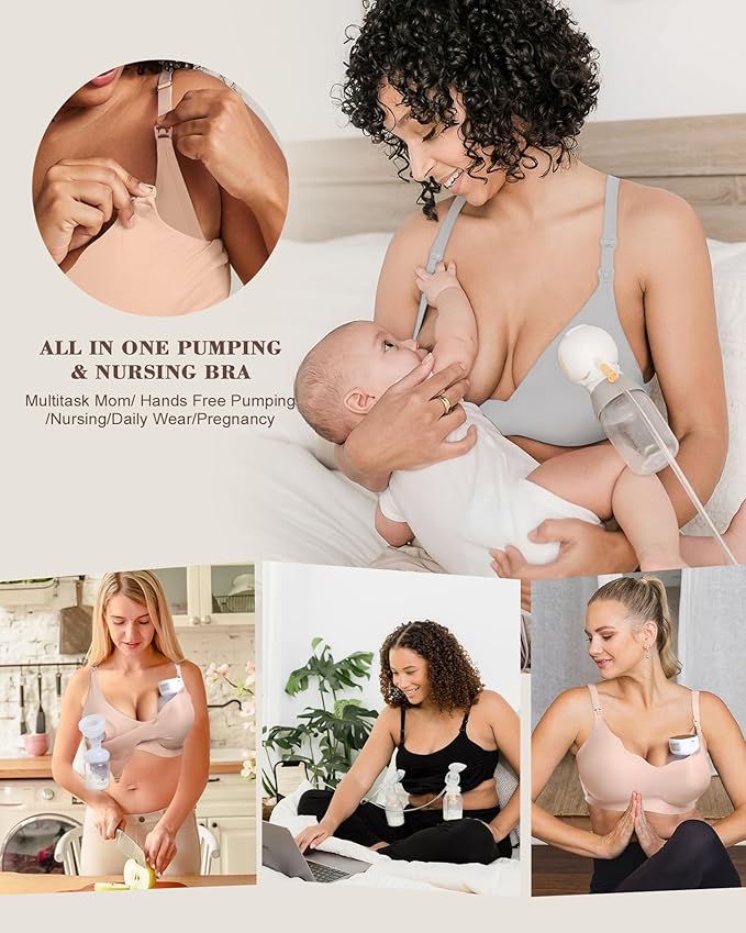 As Fairy Wireless Seamless Pumping Bra Hands Free Nursing Bra Wirefree Comfort Wearable Breast Pump Brass