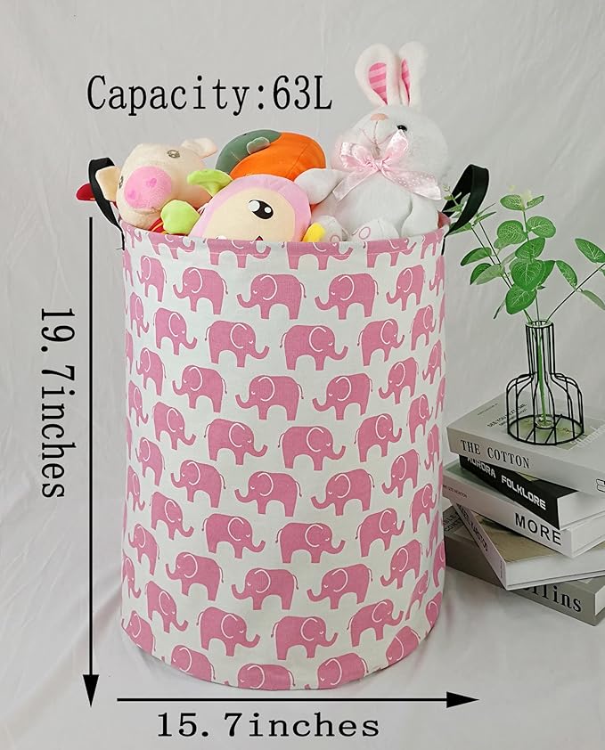 Round Laundry Hamper Storage Basket Laundry Organizer Hamper Storage Bins Clothes and Toys Box Nursery Hamper Gift Basket For Kids with Handles