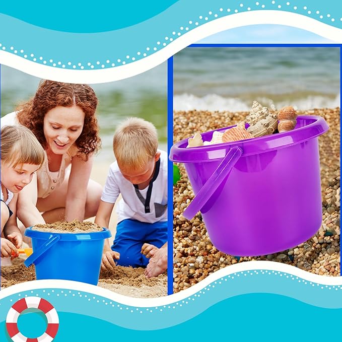 18 Sets Sand Buckets and Shovels for Kids 7.5 Inch Plastic Beach Water Pails Sand Toys for Boys and Girls Colorful Pool Castle Play Buckets Fun Great Summer Party Favors Bulk, 9 Colors