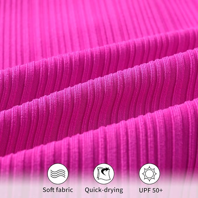 YOUNGER TREE Infant Baby Girls Swimsuit Long Sleeve Swimsuits One Piece Swimsuit Solid Color Bathing Suit with Hat, UPF 50+