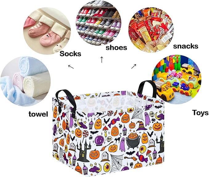 Ghost Happy Halloween Kids Gift Shelf Storage Basket Organizer Box Clothes Laundry Hamper Toys Nursery Basket Baby Laundry Basket with Handles