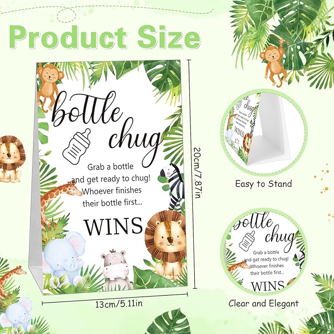 TrelaCo Cool Baby Shower Games Sets 12 Pcs Feeding Bottles with 1 Bottle Chug Sign for Gender Reveal Baby Shower Party Favors Decoration Games(Forest,Light Green)