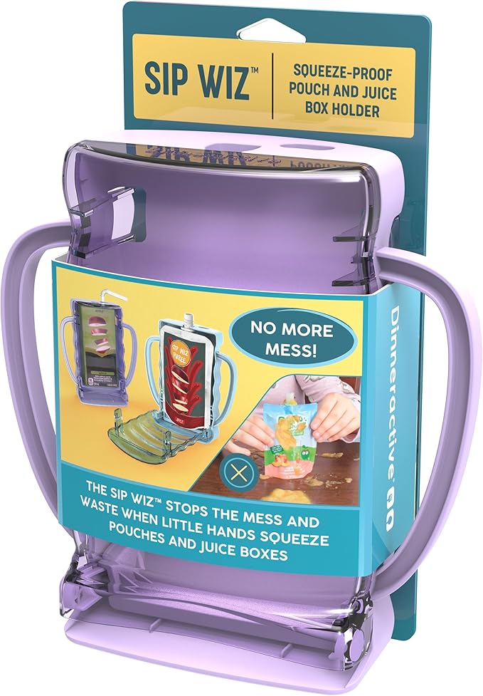 Dinneractive Sip Wiz - Baby Pouch Holder No Squeeze Pouch Food Pouches & Juice Box Holder - Anti-Squeeze Yogurt Pouch Reusable Toddler Essentials