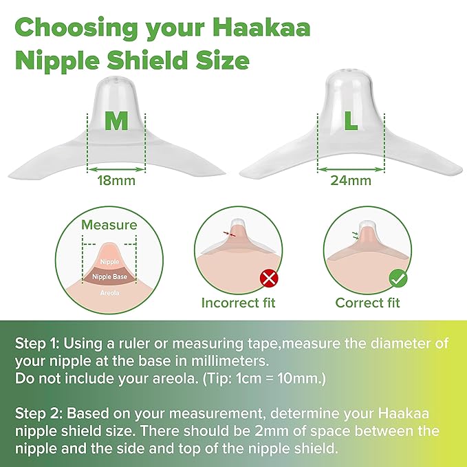 haakaa Nippleshield Silicone Nipple Shields for Breastfeeding with Carry Case Ultra-Thin Super-Soft (18mm, 2pk)
