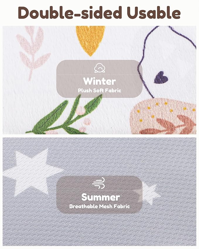 Infant Insert, Enlarged Head Support for Baby, Reversible Newborn Insert with 3 Strap Covers, 2-in-1 Baby Cushion for Stroller, Swing, Bouncer, Rocker - Brown Rainbow