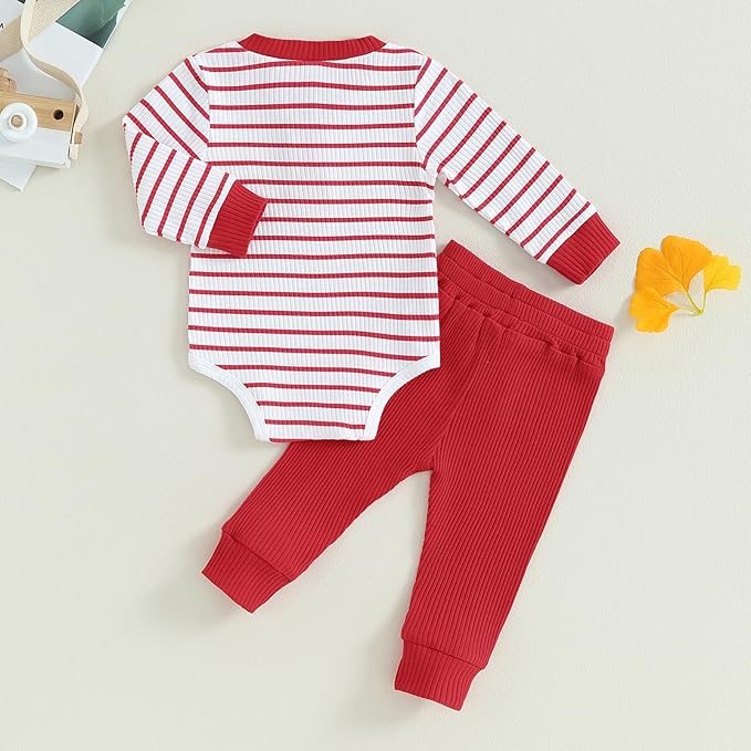 Newborn Baby Boy Girl Clothes Ribbed Knitted Long Sleeve Romper Pants Solid Cotton Infant Fall Winter Outfits 2Pcs