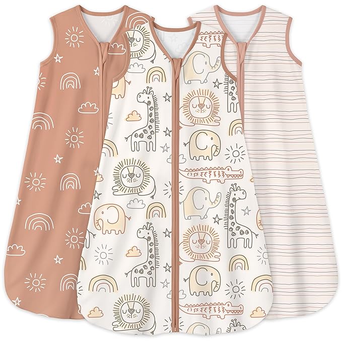 Yoofoss Baby Sleep Sack 12-18 Months 0.5 Tog Wearable Blanket for Baby, 3 Pack 100% Organic Cotton Infant Toddler Sleeping Sack 2-Way Zipper Lightweight Sleep Sack