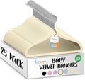 25 Premium Baby Velvet Hangers - 11.8 Inches Non-Slip & Ultra-Slim Baby Hangers for Space-Saving & Children Clothes - 360 Swivel Hook, Strong & Durable Infant & Toddler Clothes Hanger - Beige