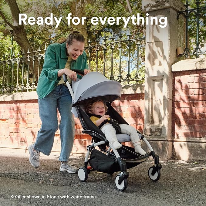 Stokke YOYO3 Stroller from 6 Months - Includes Black Frame, Seat Cushion & Canopy - Folds in & Out in a Flash - Light & Compact - Carry-On Compatible