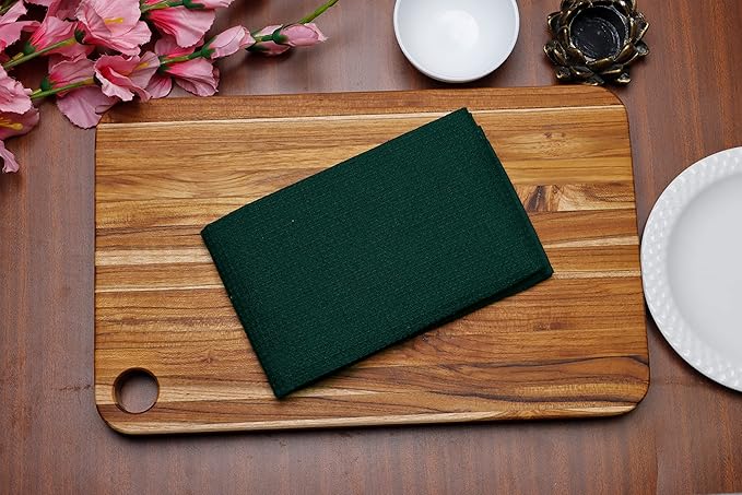 PurpleEssences Waffle Weave Kitchen Towel, 100% Cotton - 15 x 25 Inches, with Hanging Loop Ultra Soft Absorbent Quick Drying Dish Cloth, Tea and Hand Towels, 6 Pack - Fall Thanksgiving - Green