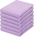 PurpleEssences Waffle Weave Kitchen Towel, 100% Cotton - 15 x 25 Inches, with Hanging Loop Ultra Soft Absorbent Quick Drying Dish Cloth, Tea and Hand Towels, 6 Pack - Fall Thanksgiving - Lavender